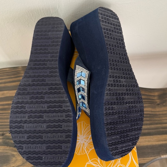 Yellow Box Navy Sandals with Blue Rhinestones - Picture 5 of 5